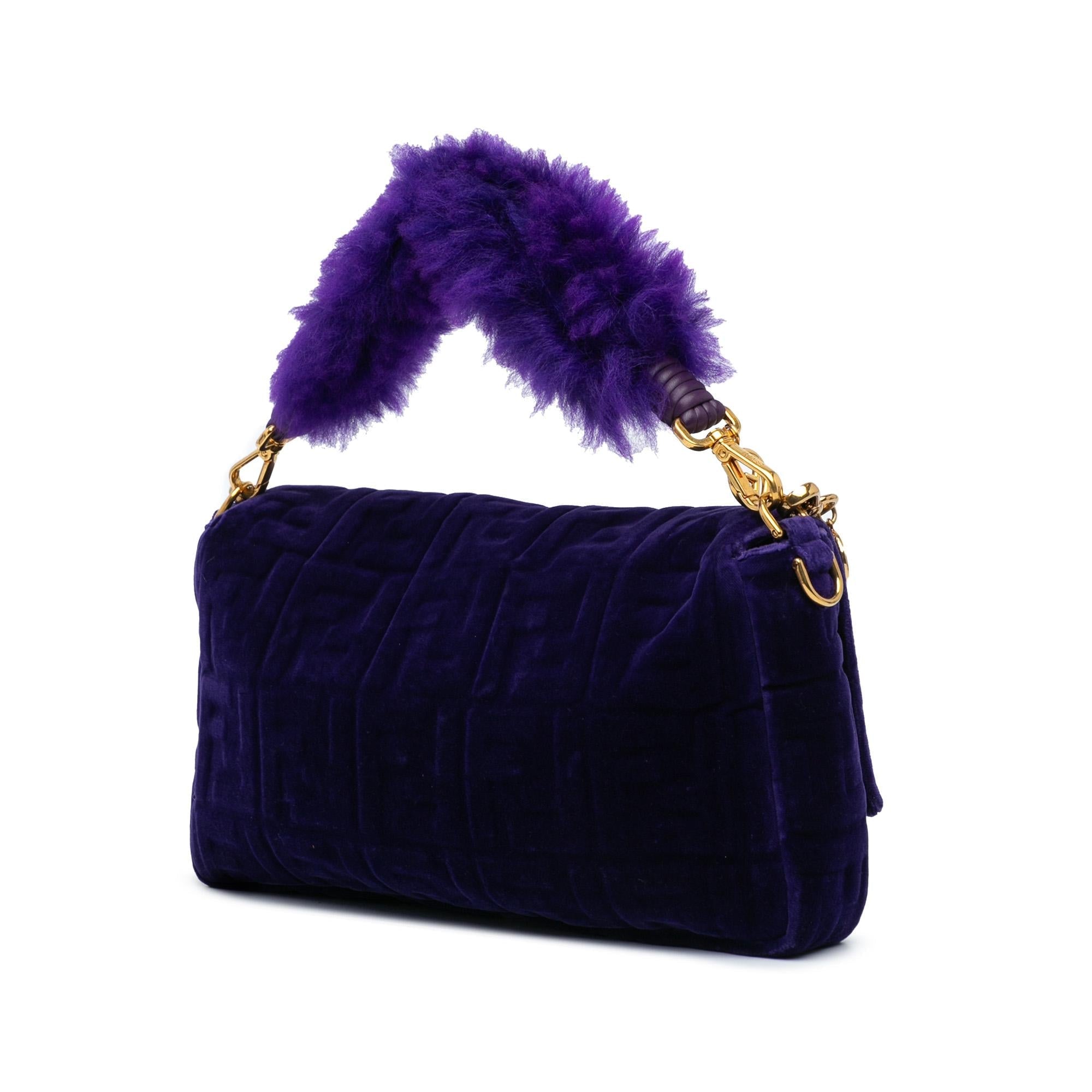Fendi Large Zucca Embossed Velvet Baguette Satchel