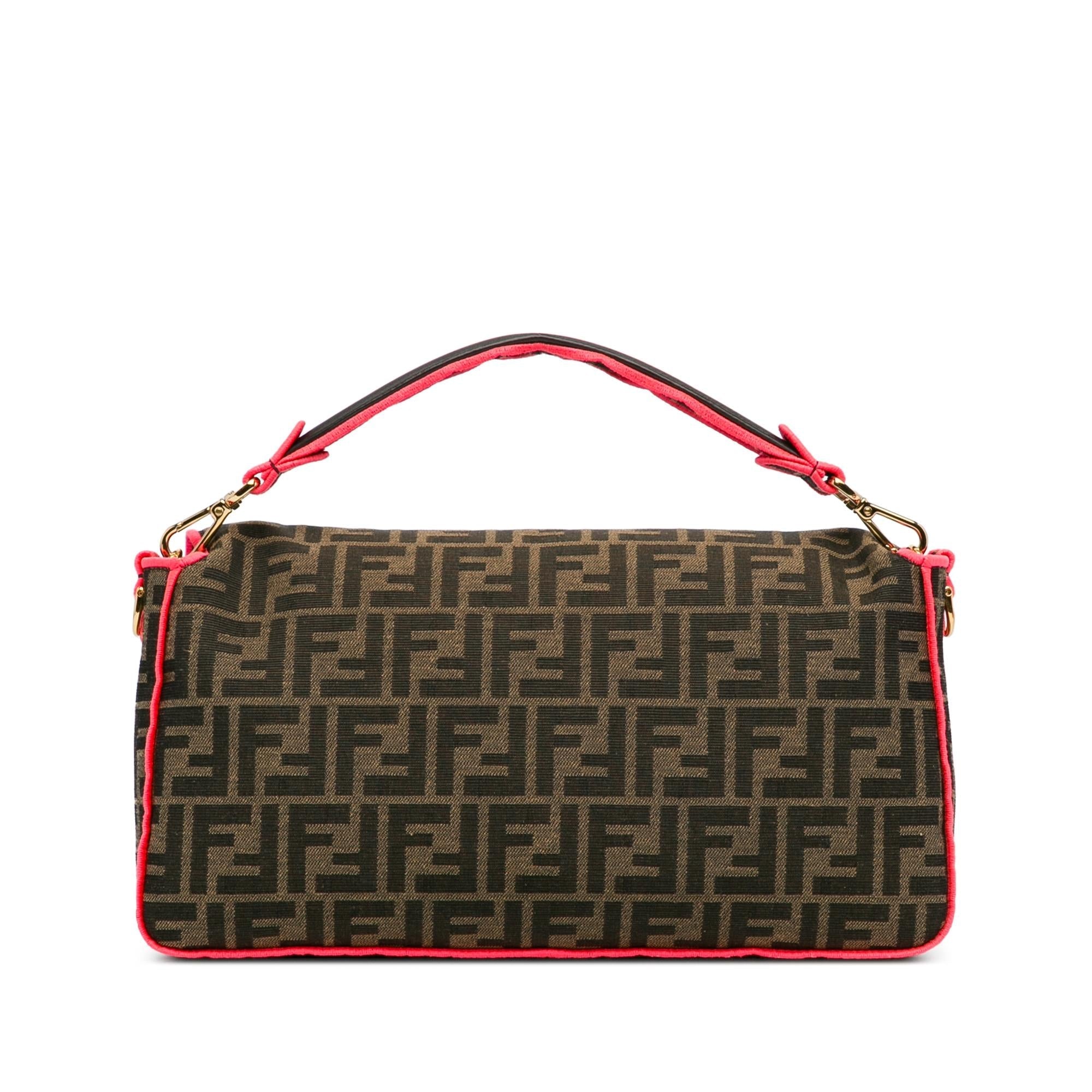 Fendi Large Zucca Fluo Trim Baguette Satchel (SHG-I7R65K)