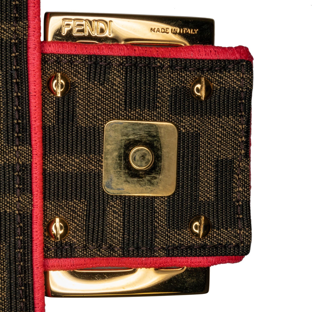Fendi Large Zucca Fluo Trim Baguette Satchel (SHG-I7R65K)