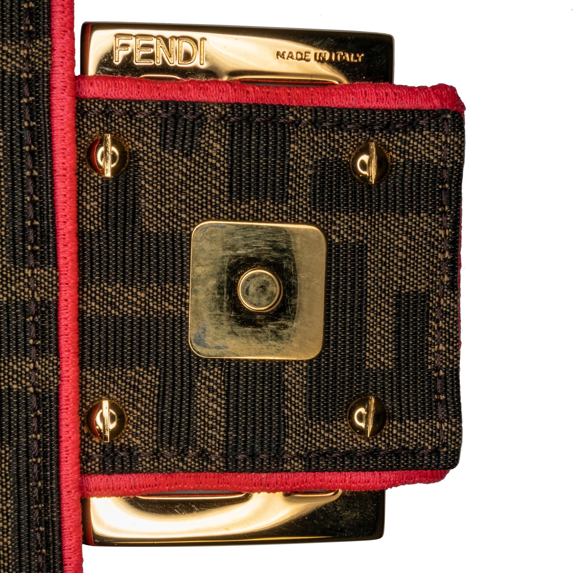 Fendi Large Zucca Fluo Trim Baguette Satchel (SHG-I7R65K)