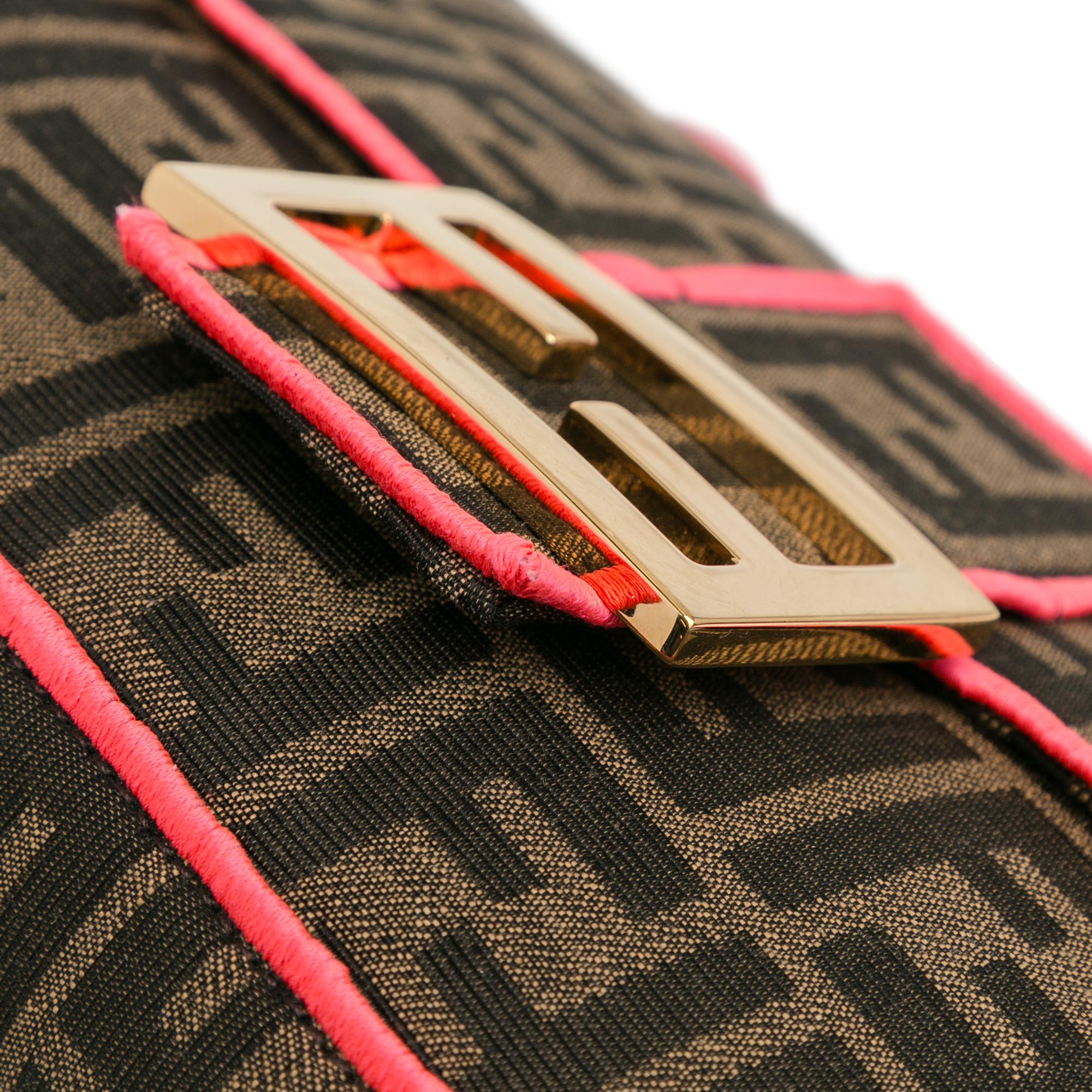 Fendi Large Zucca Fluo Trim Baguette Satchel (SHG-I7R65K)