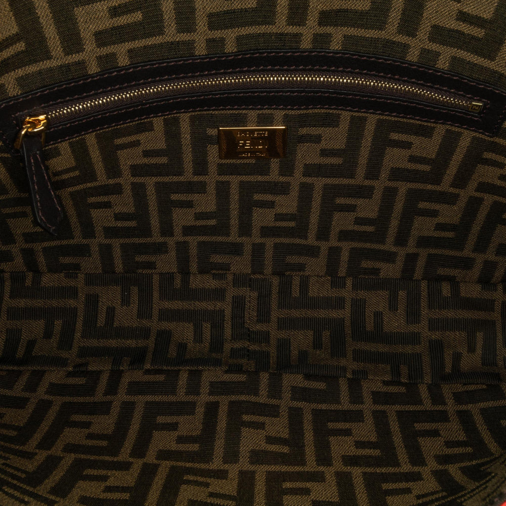 Fendi Large Zucca Fluo Trim Baguette Satchel (SHG-I7R65K)