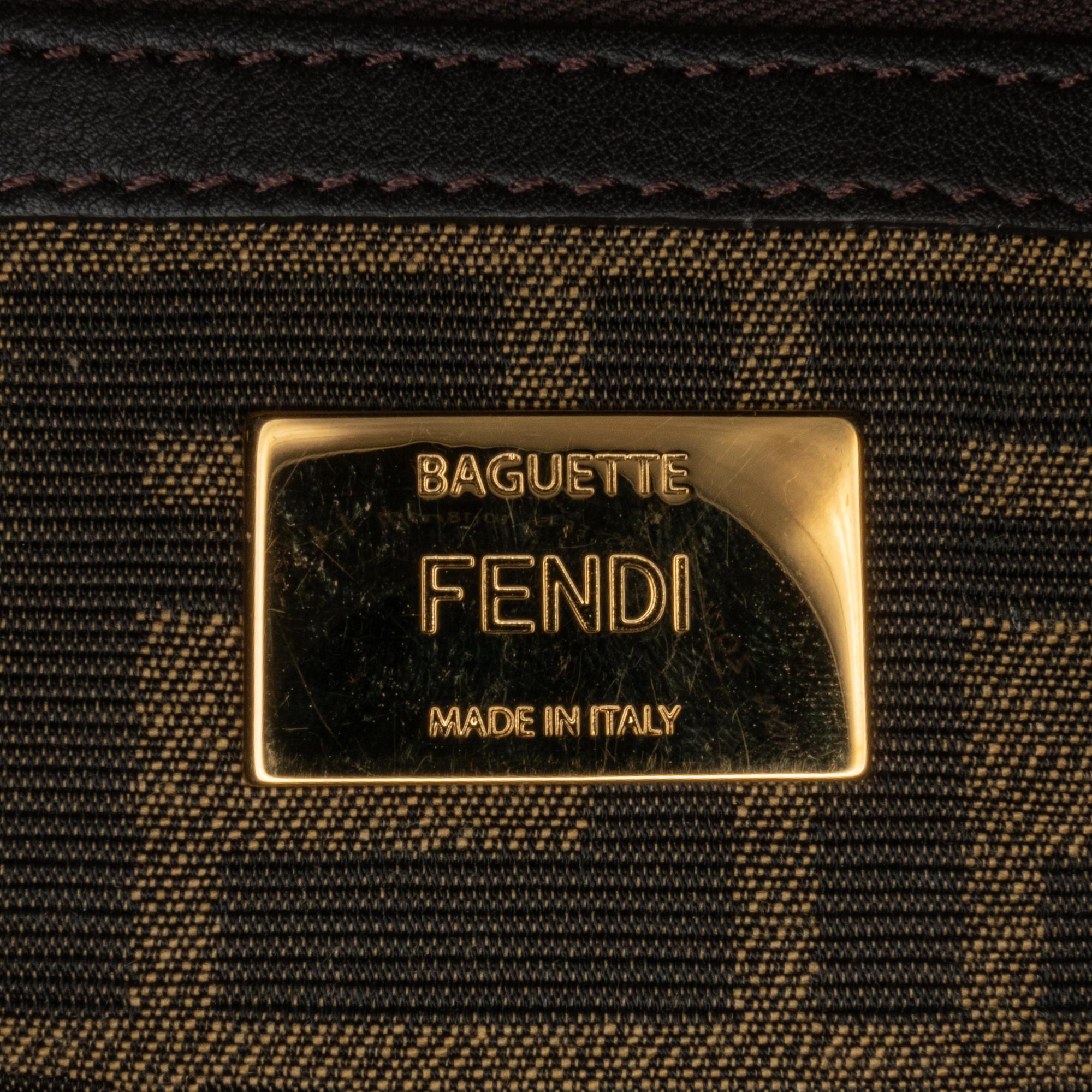 Fendi Large Zucca Fluo Trim Baguette Satchel (SHG-I7R65K)