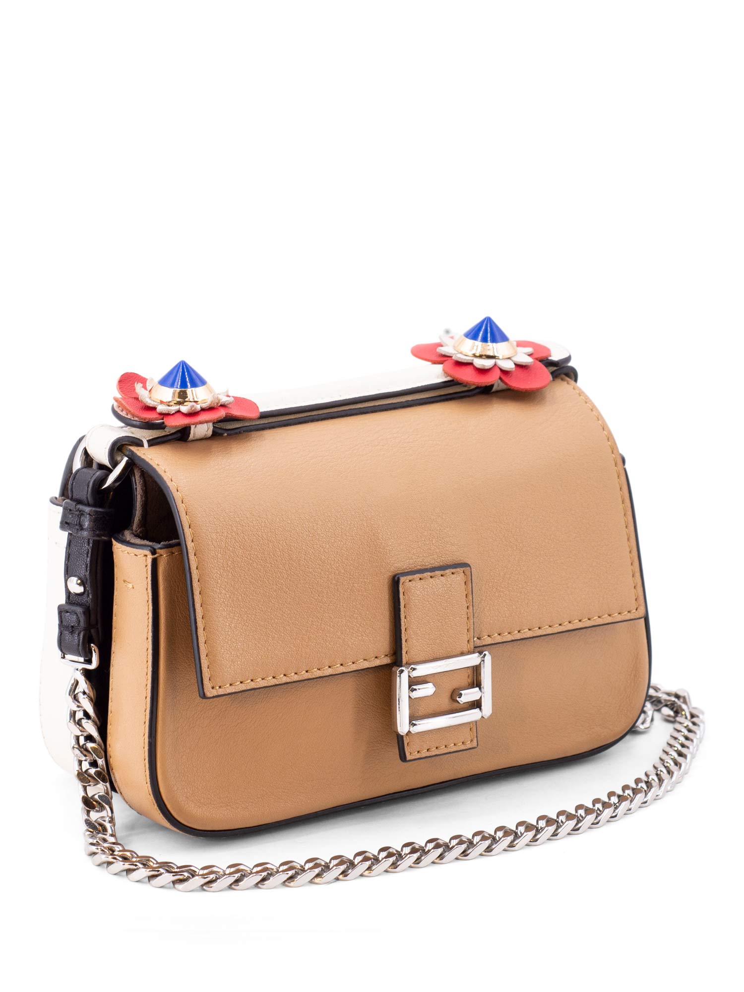 Fendi Leather Double Micro Messenger Bag Black Brown