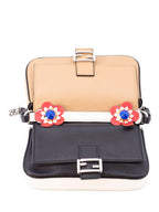 Fendi Leather Double Micro Messenger Bag Black Brown