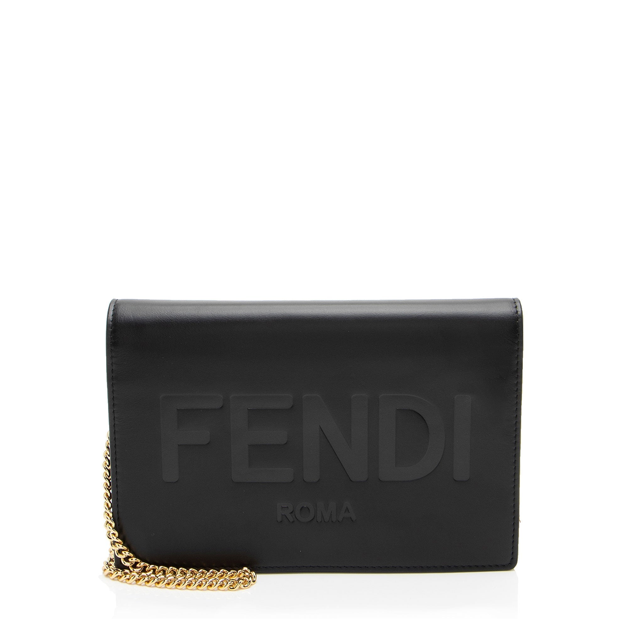 Fendi Embossed Vitello King Logo Wallet on Chain (SHF-23qfv8)