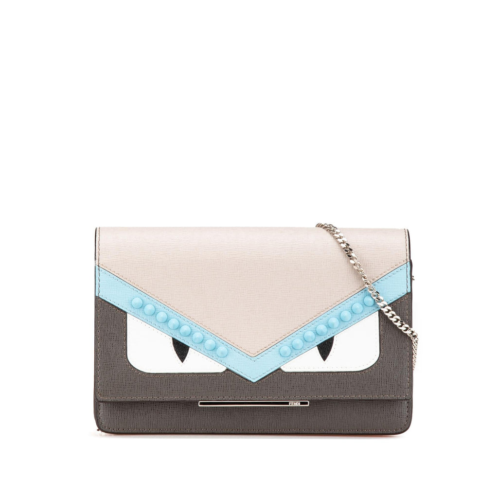Fendi Leather Monster Eyes Wallet On Chain