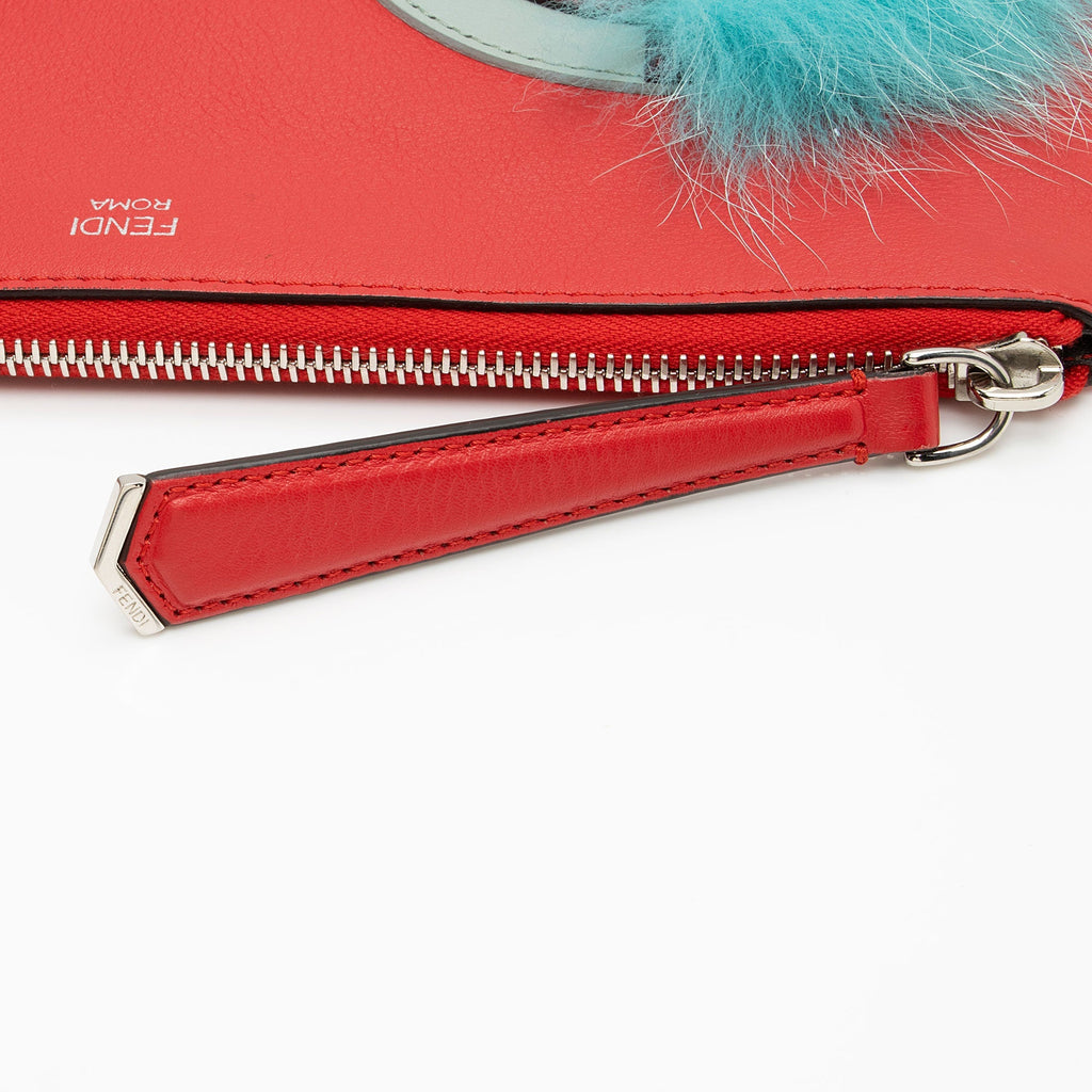 Fendi Leather Monster Zip Clutch (SHF-1L3C25)