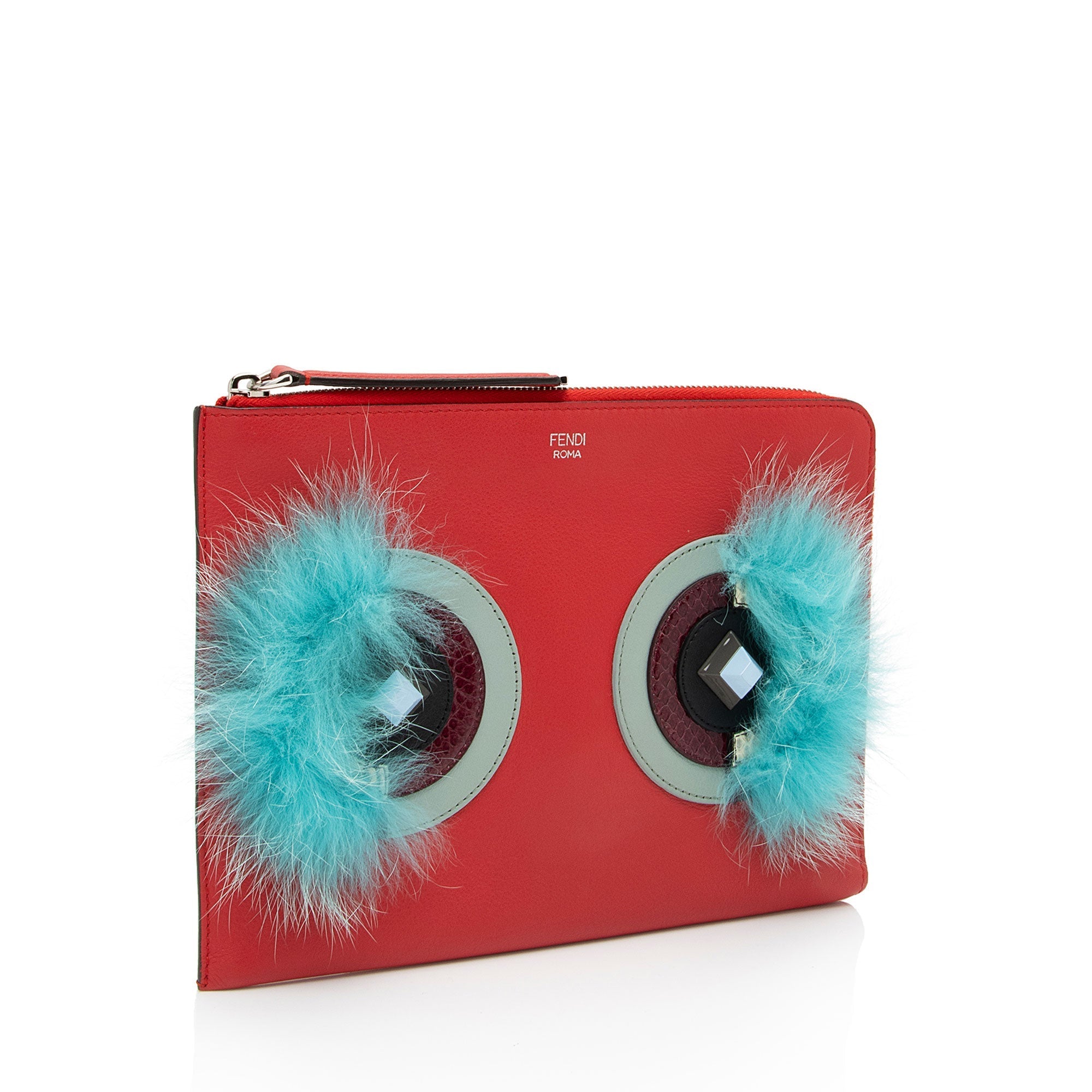 Fendi Leather Monster Zip Clutch (SHF-1L3C25)