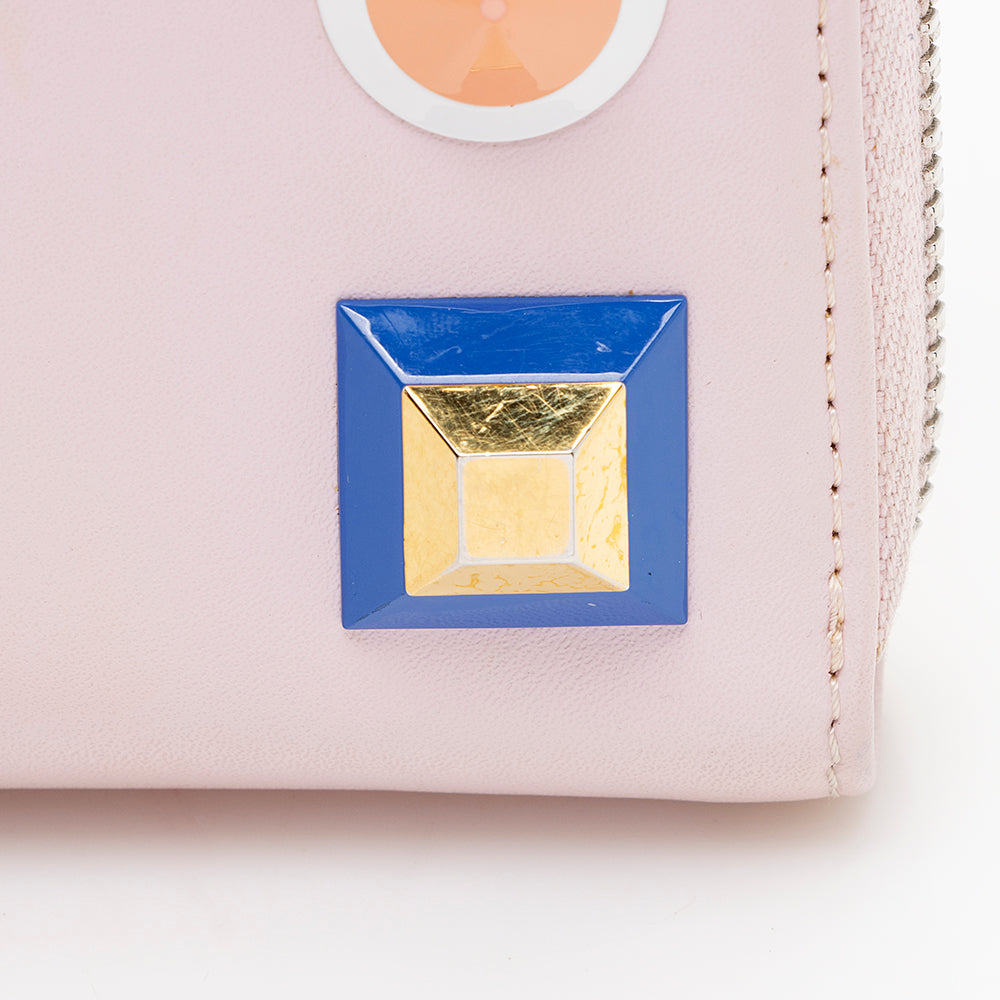 Fendi Leather Multicolor Studded Zip Around Wallet (SHF-17219)