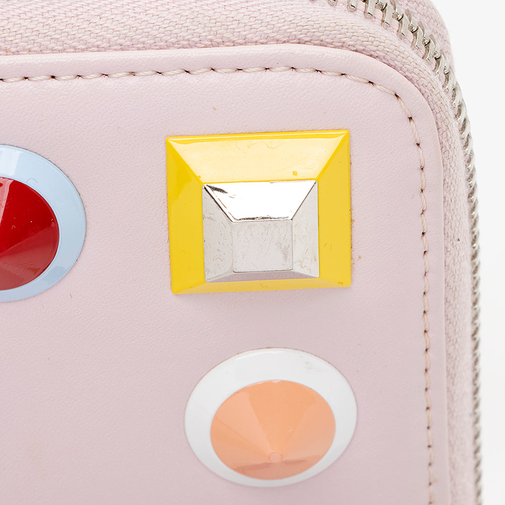 Fendi Leather Multicolor Studded Zip Around Wallet (SHF-17219)