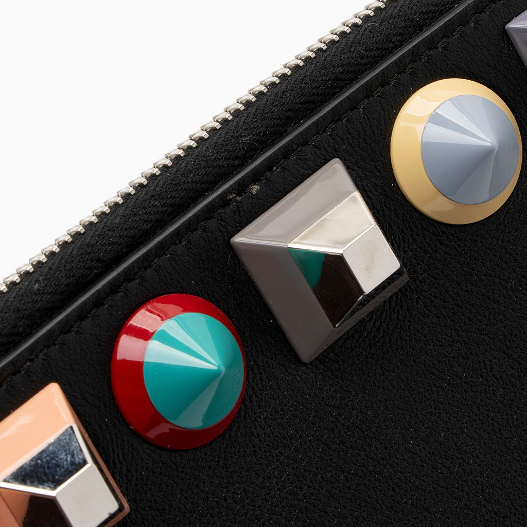 Fendi Leather Multicolor Studded Zip Pouch (SHF-p0OjB0)