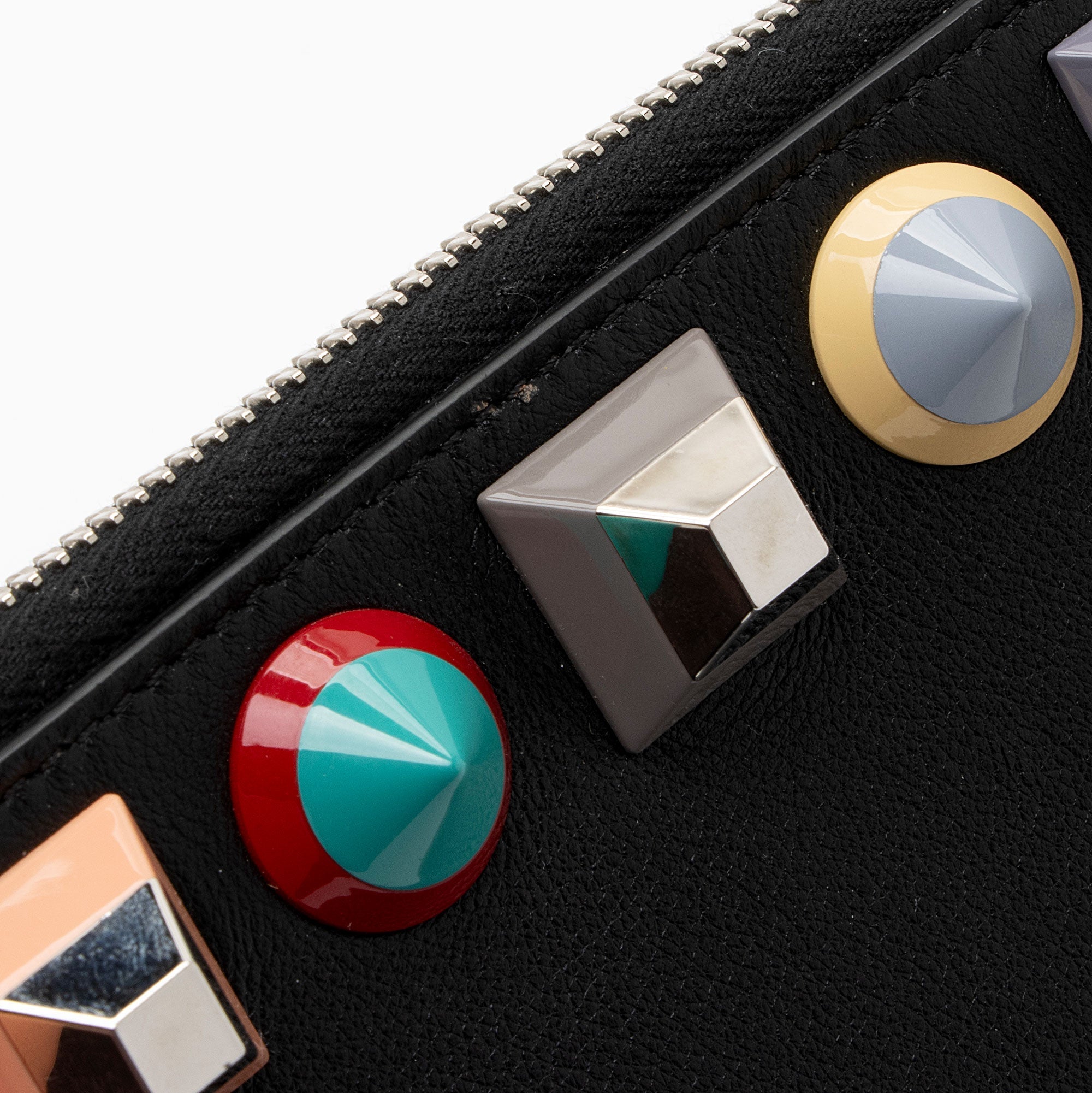 Fendi Leather Multicolor Studded Zip Pouch (SHF-p0OjB0)