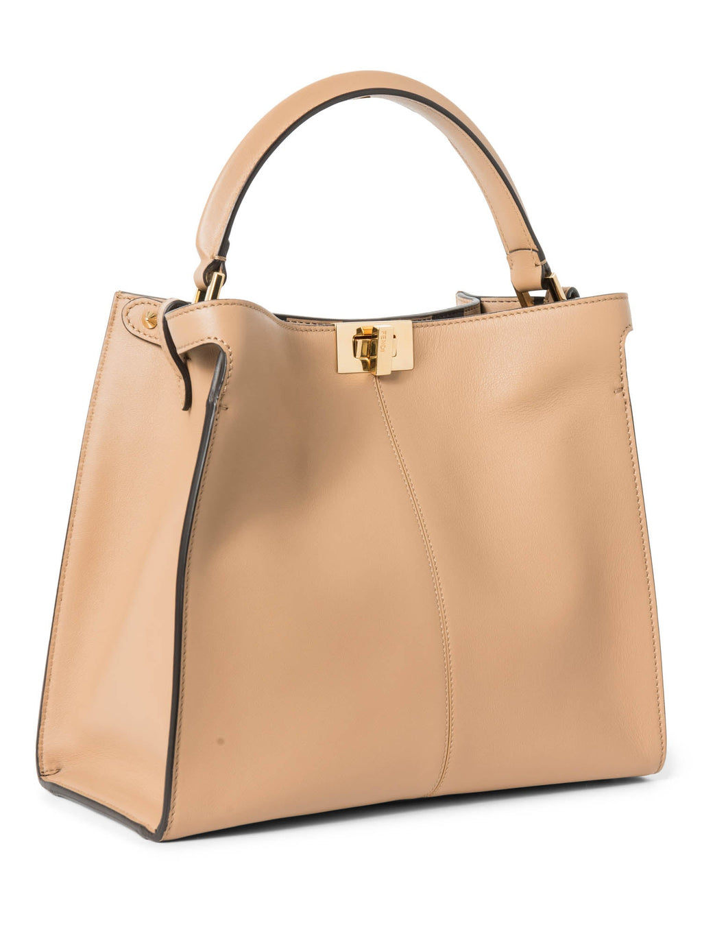 Fendi Leather Peekaboo Top Handle Bag Beige