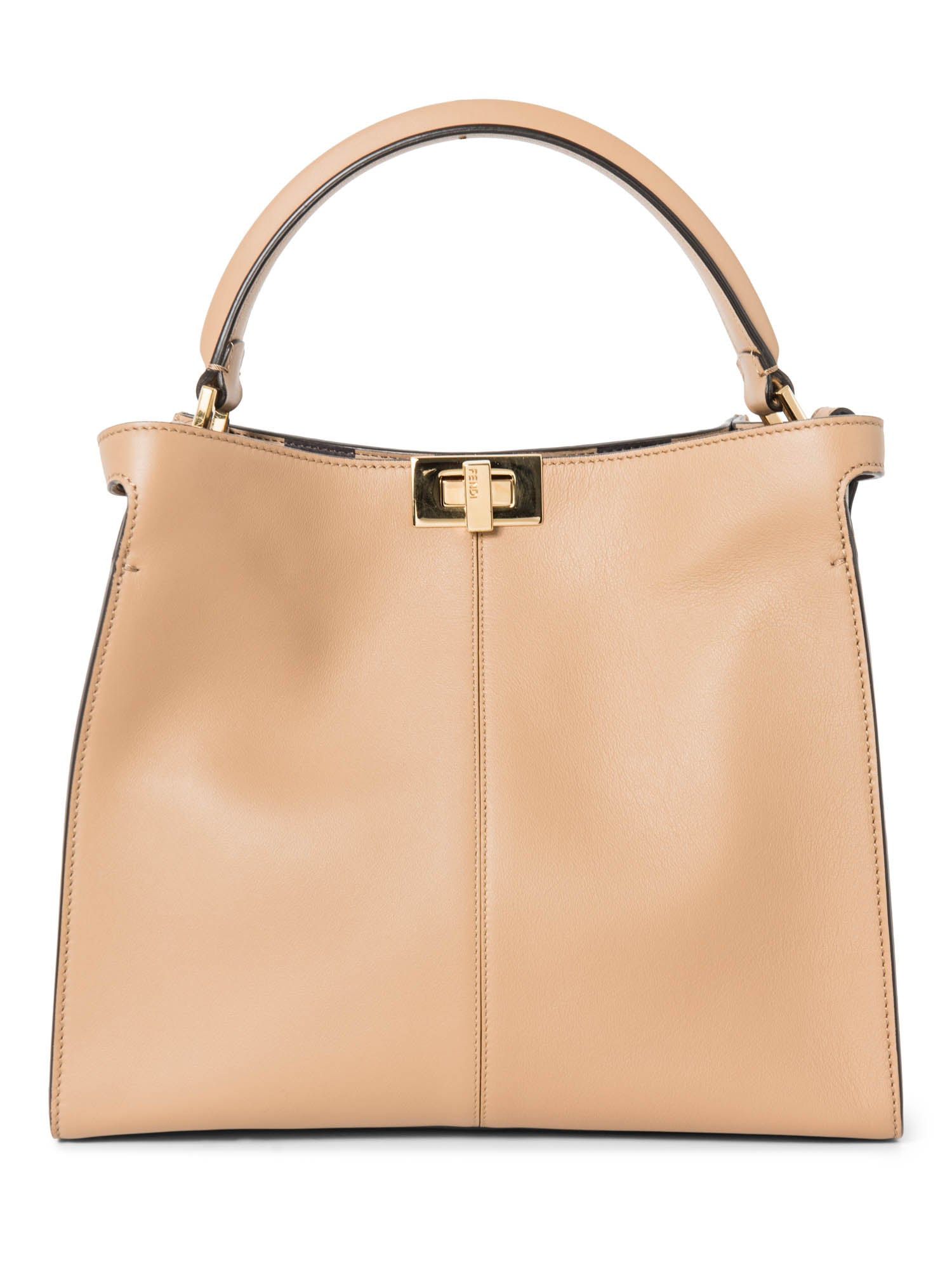 Fendi Leather Peekaboo Top Handle Bag Beige