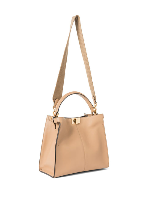 Fendi Leather Peekaboo Top Handle Bag Beige