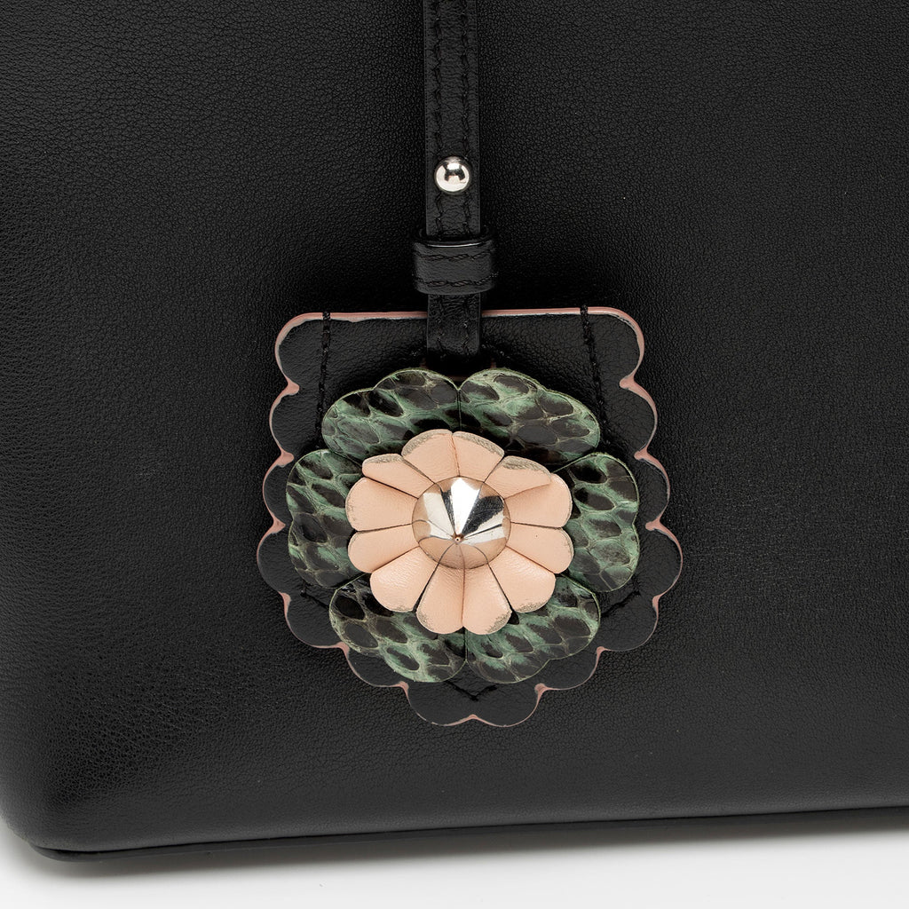 Fendi Leather Python Flowerland Petite 2Jours Tote (SHF-Gcyu5G)
