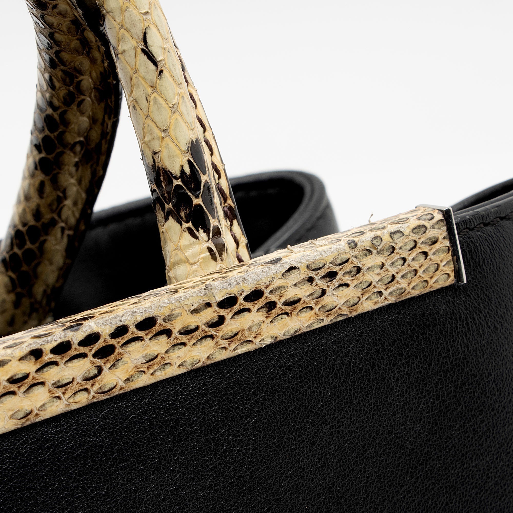 Fendi Leather Python Flowerland Petite 2Jours Tote (SHF-Gcyu5G)