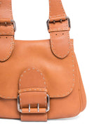 Fendi Leather Salleria Messenger Bag Brown