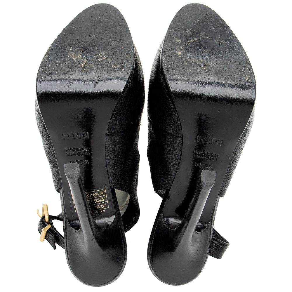 Fendi Leather Slingback Pumps - Size 6.5 / 36.5 (SHF-18130)
