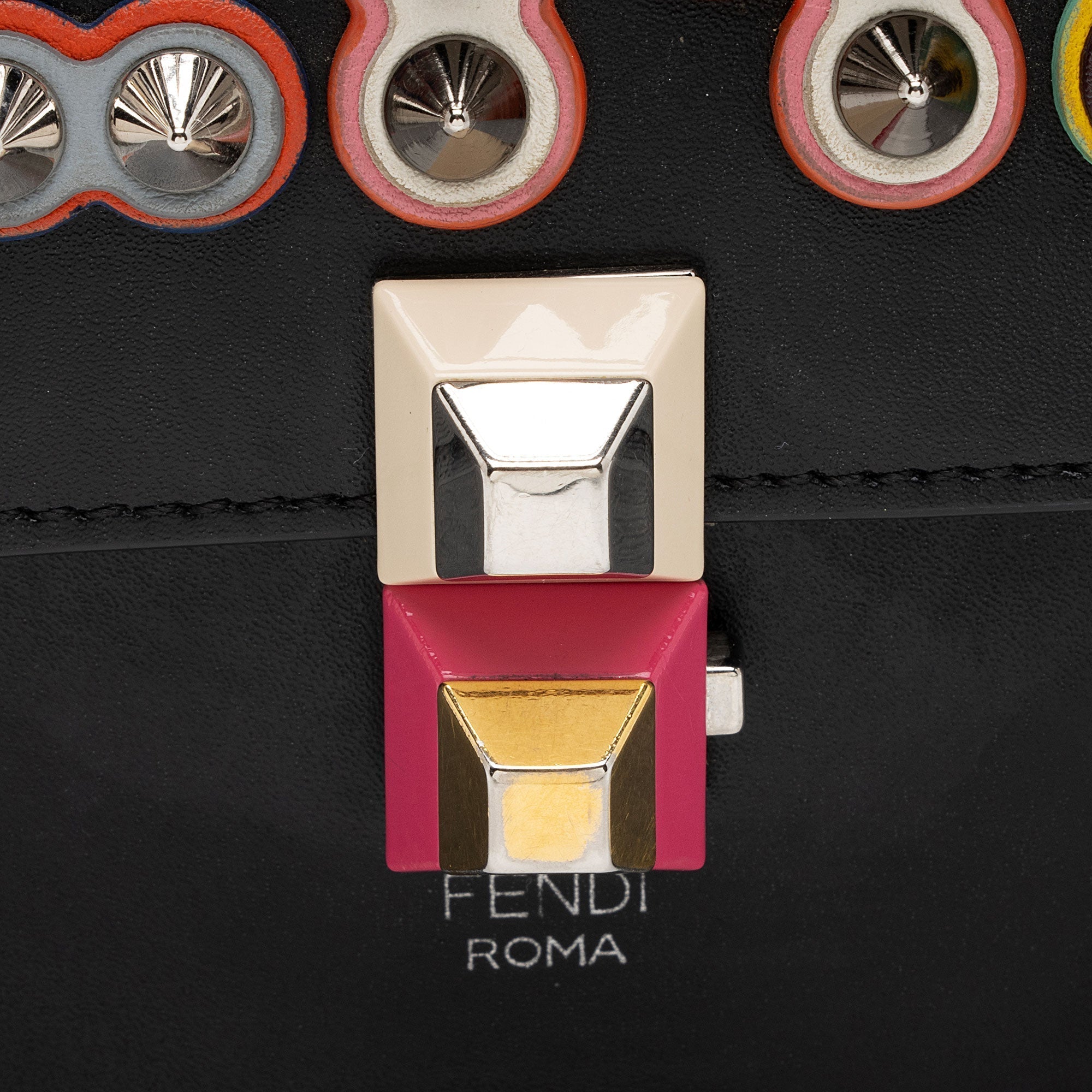 Fendi Leather Studded Kan I Small Shoulder Bag (SHF-HruO3c)