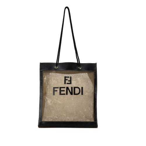 Fendi Leather-Trimmed Mesh Logo Tote (SHG-u56EIb)