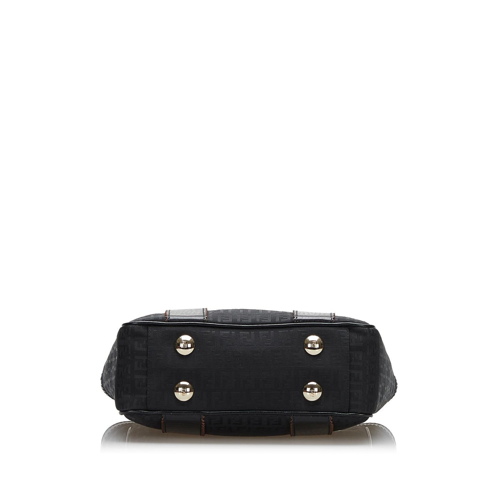 Fendi Leather-Trimmed Zucchino Tote (SHG-36075)