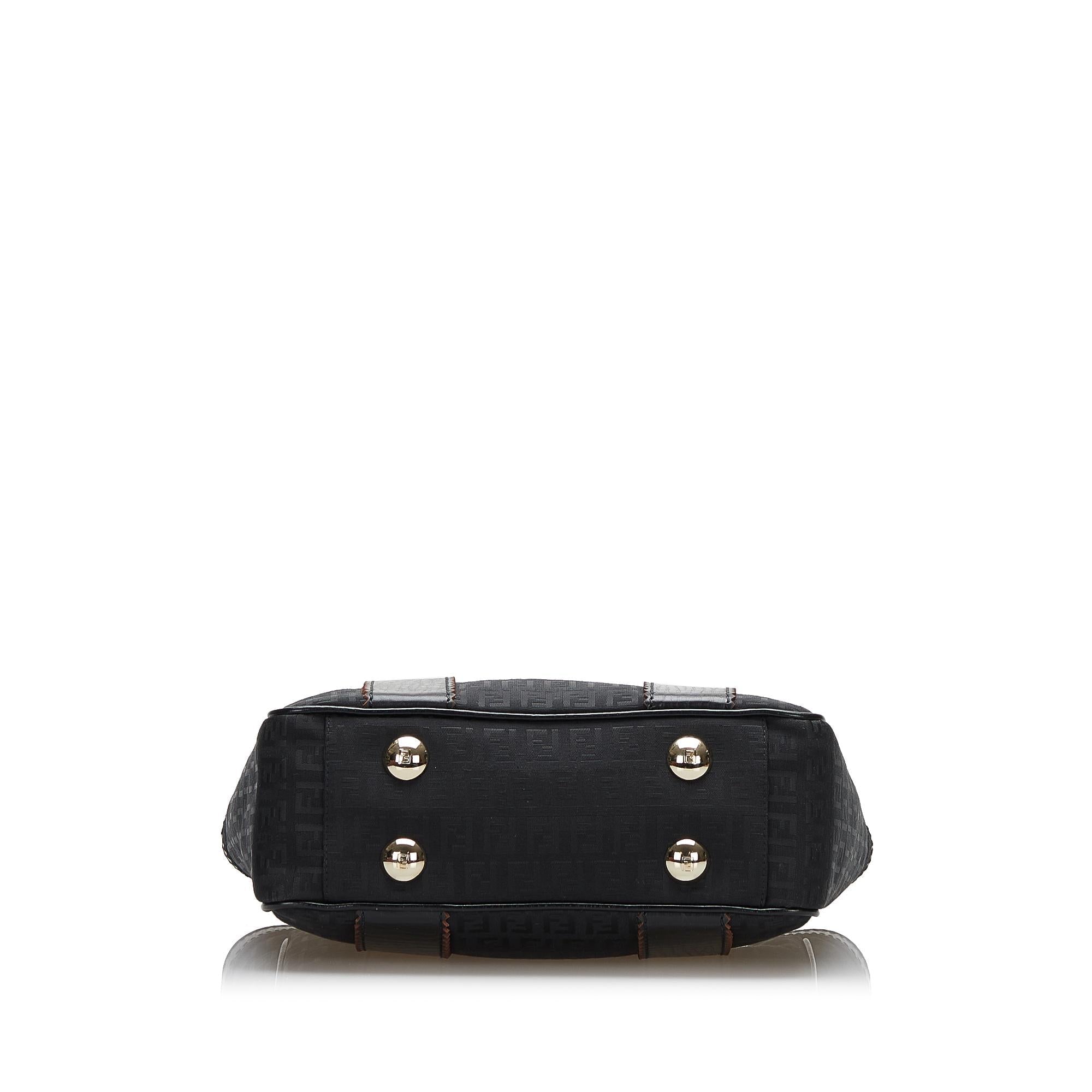 Fendi Leather-Trimmed Zucchino Tote (SHG-36075)