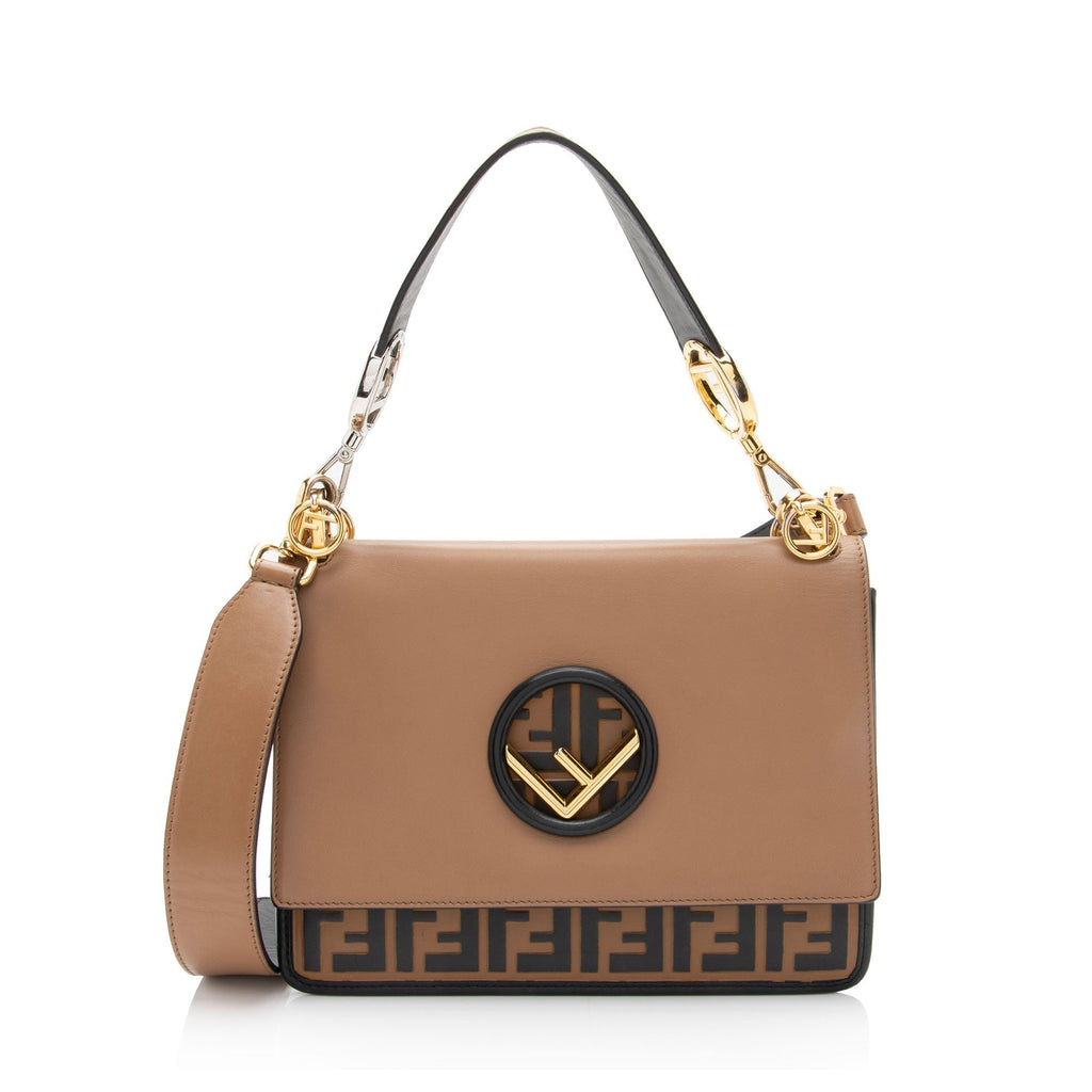 Fendi Leather Zucca Kan I Medium Shoulder Bag (SHF-yPmLhG)