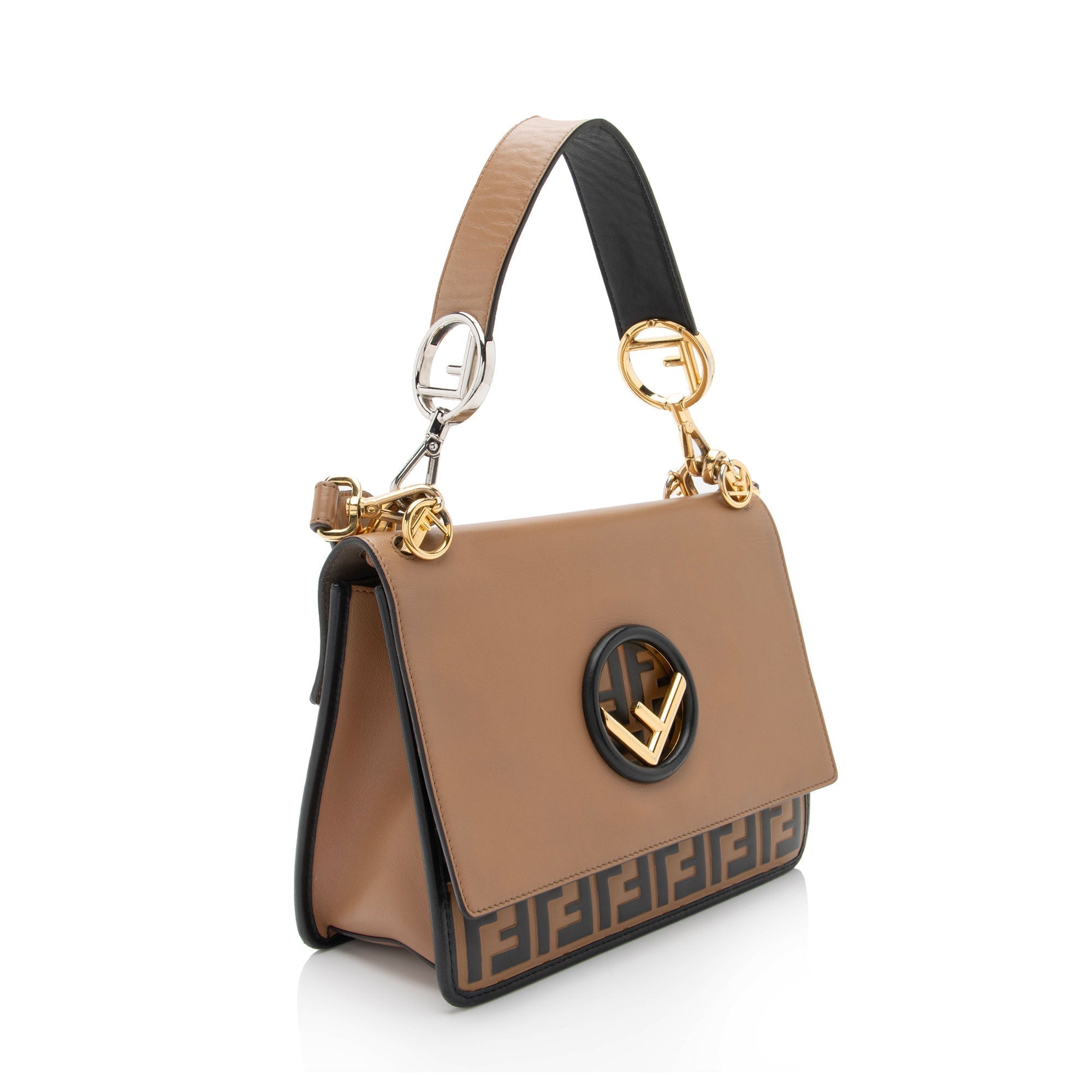 Fendi Leather Zucca Kan I Medium Shoulder Bag (SHF-yPmLhG)