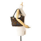 Fendi Leopard Print Canvas Shoulder Bag (SHG-mAVci8)