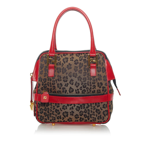 Fendi Leopard Print Nylon Satchel (SHG-37306)
