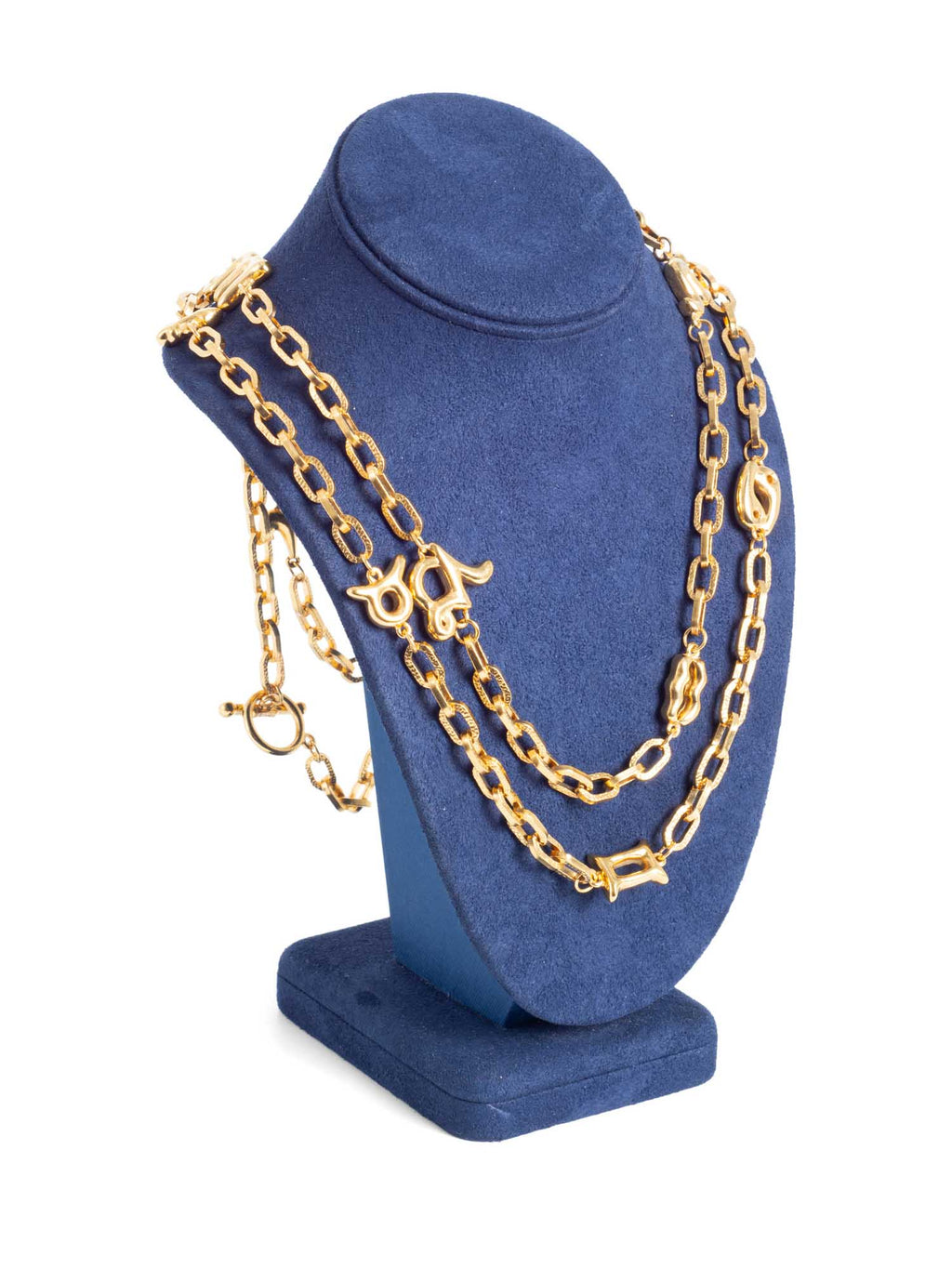 Fendi Logo 24k Gold Plated Zodiak Chain Necklace