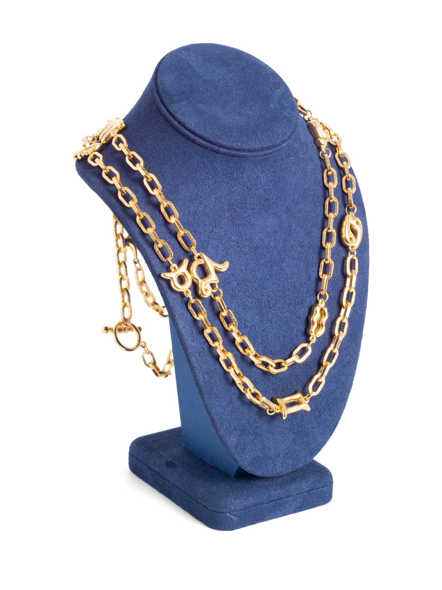 Fendi Logo 24k Gold Plated Zodiak Chain Necklace