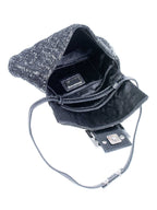 Fendi Logo Beaded Lizard Mini Flap Bag Black