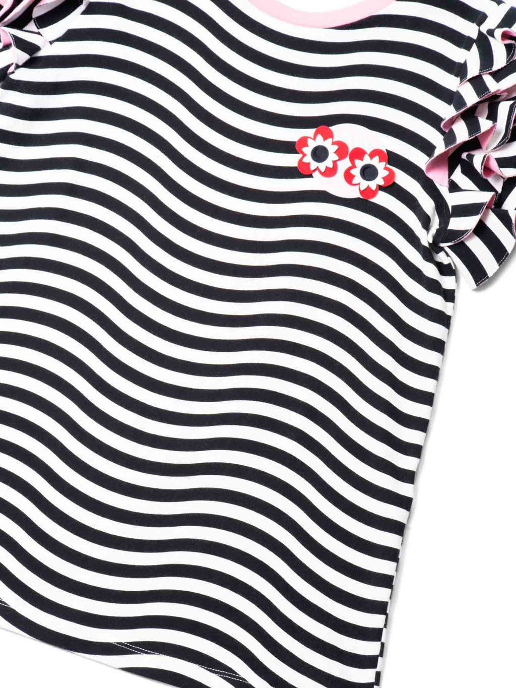 Fendi Logo Ruffled Striped Shirt Black White
