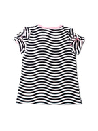 Fendi Logo Ruffled Striped Shirt Black White