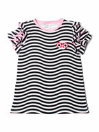 Fendi Logo Ruffled Striped Shirt Black White