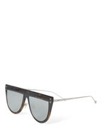 Fendi Logo Tortoise Shell Flat Top Sunglasses Black Brown