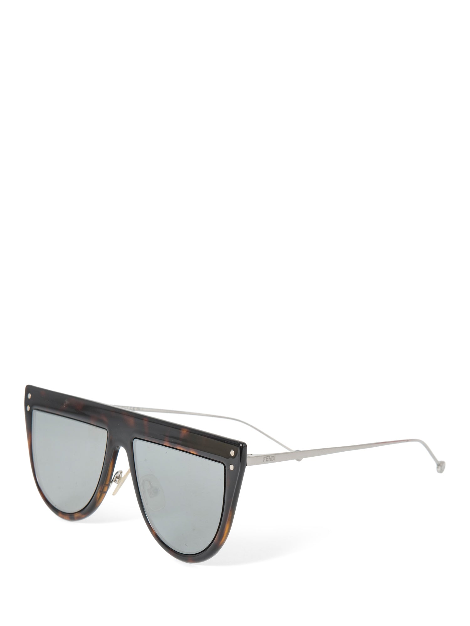 Fendi Logo Tortoise Shell Flat Top Sunglasses Black Brown