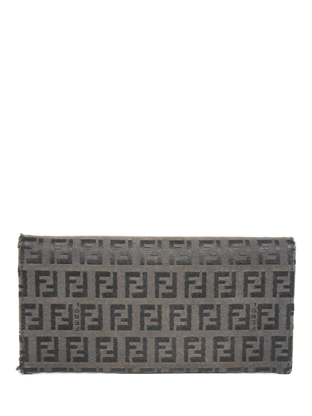 Fendi Logo Zucca Leather Buckle Wallet Black Silver