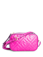 Fendi Logo Zucca Leather Messenger Bag Fuchsia Pink