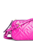 Fendi Logo Zucca Leather Messenger Bag Fuchsia Pink