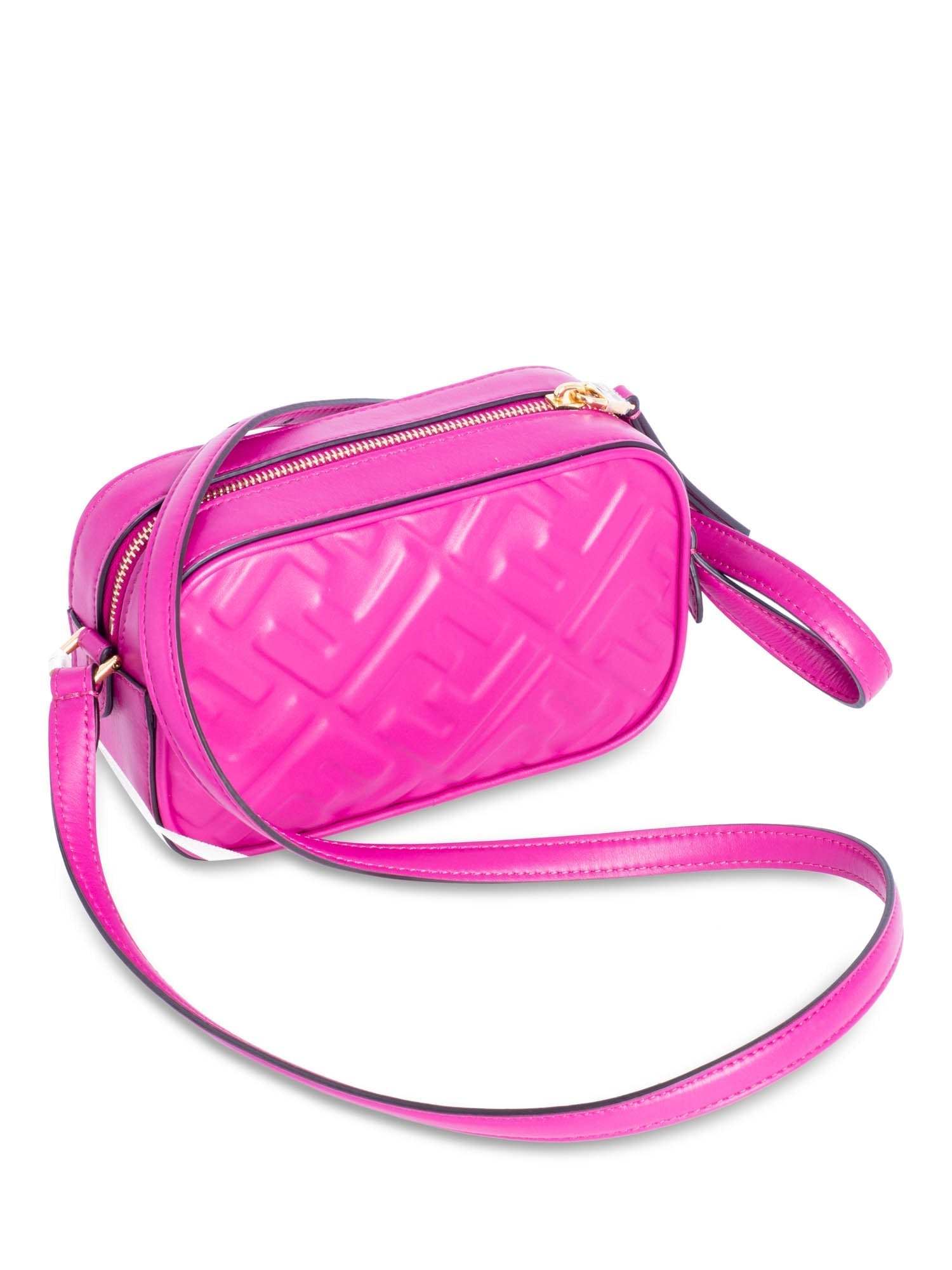 Fendi Logo Zucca Leather Messenger Bag Fuchsia Pink