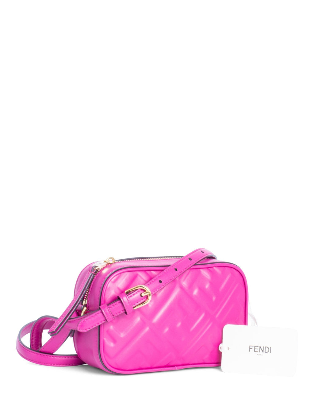 Fendi Logo Zucca Leather Messenger Bag Fuchsia Pink