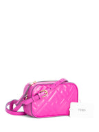Fendi Logo Zucca Leather Messenger Bag Fuchsia Pink