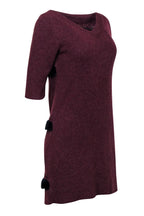 Fendi - Maroon Cashmere Sweater Dress w/ Fur Front Detail Sz 4