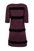 Fendi - Maroon Cashmere Sweater Dress w/ Fur Front Detail Sz 4