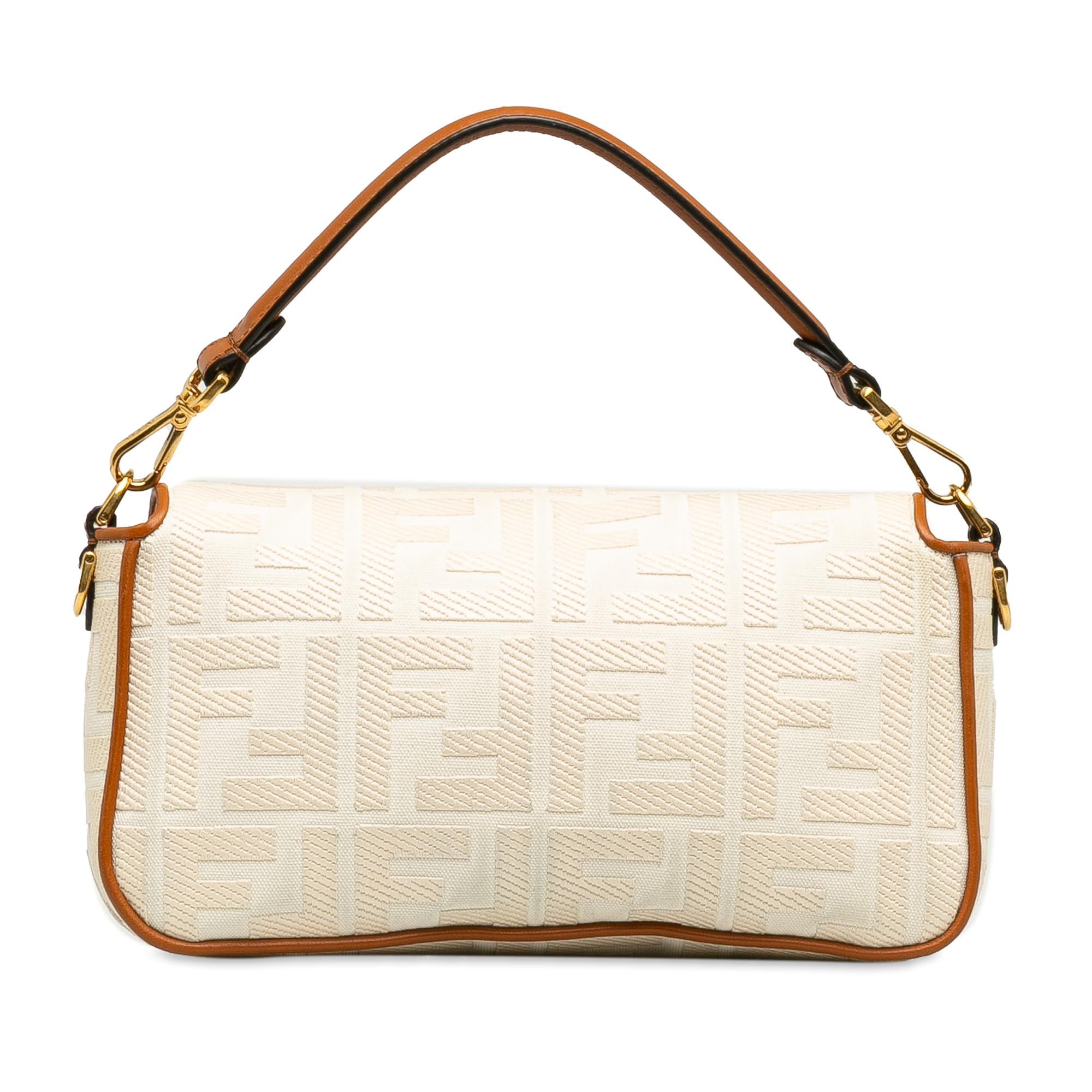 Fendi Medium Embossed Canvas FF Baguette (SHG-K9Z8RL)