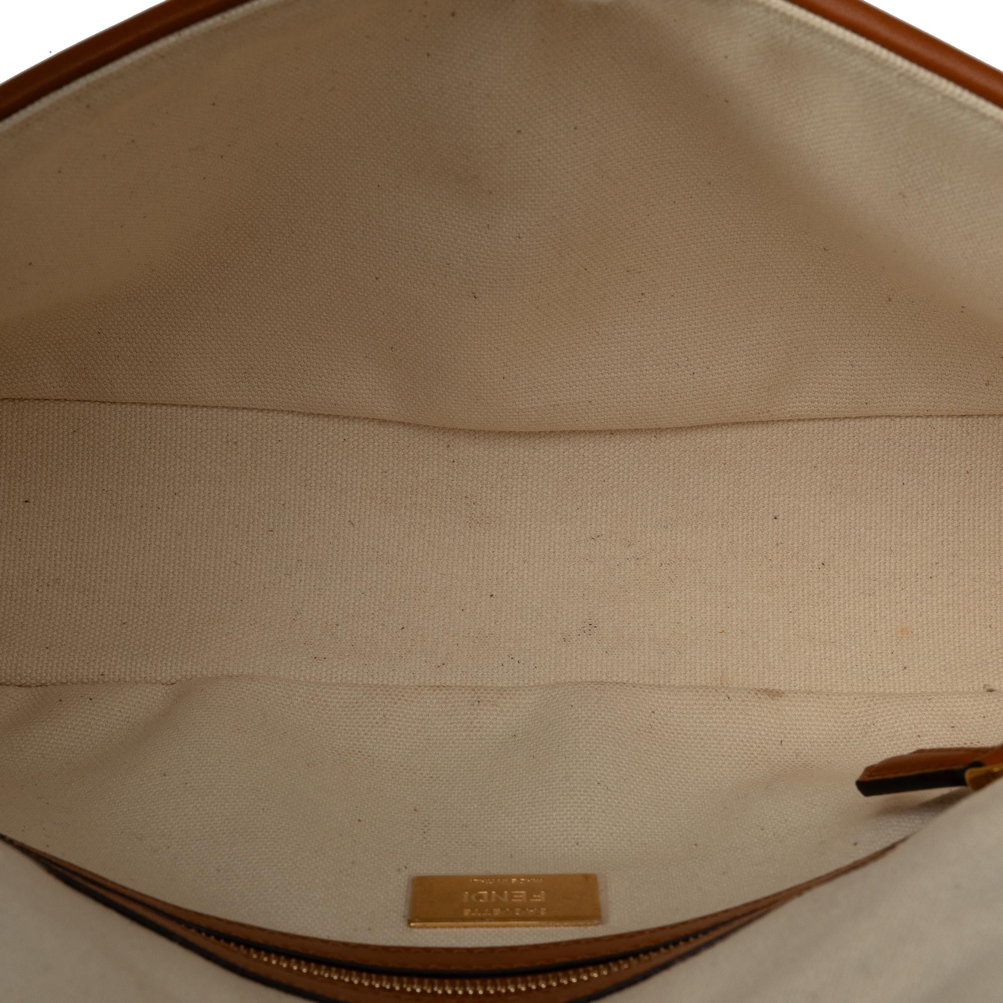 Fendi Medium Embossed Canvas FF Baguette (SHG-K9Z8RL)